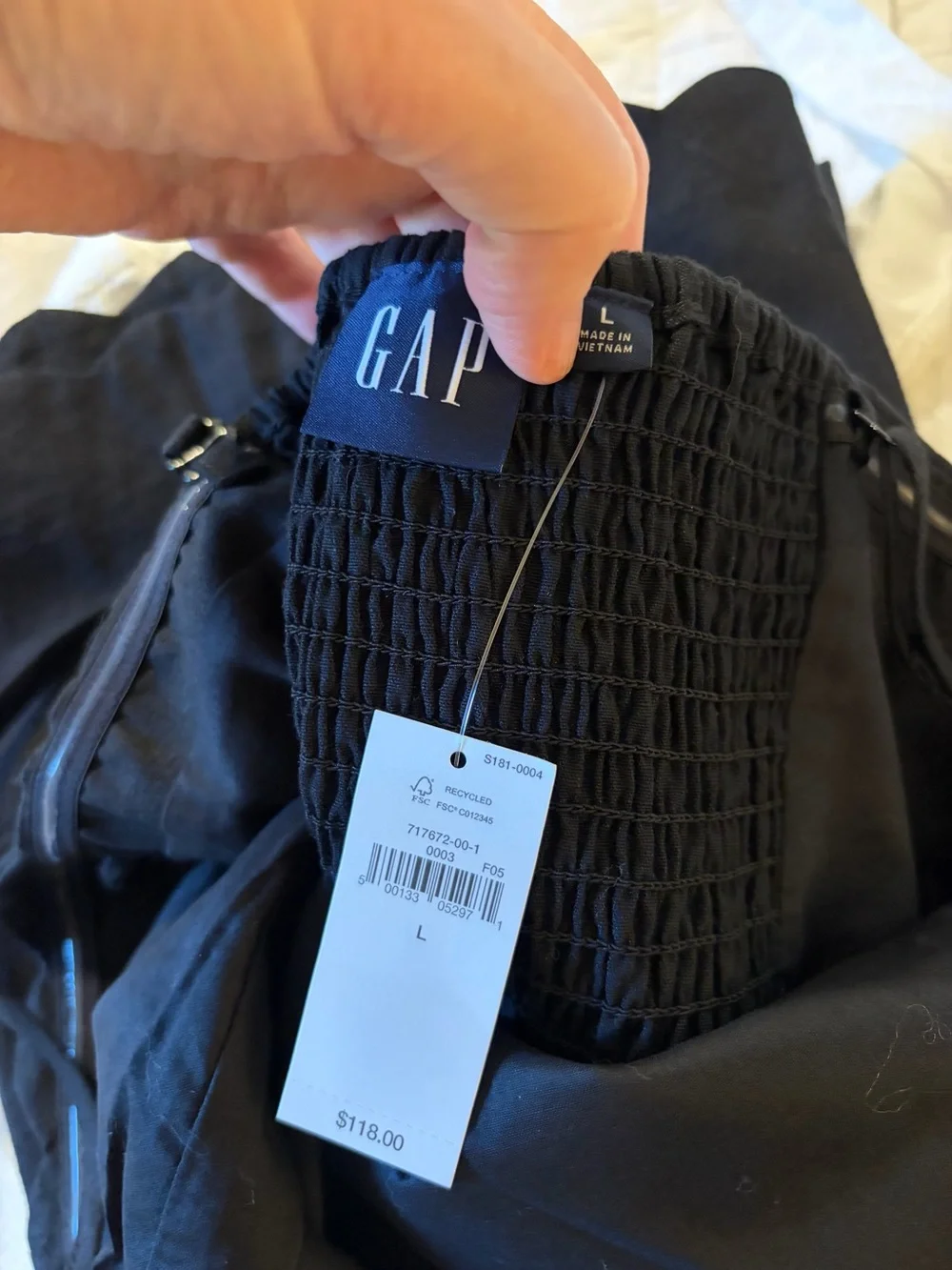 GAP Black Scalloped-Edge Midi Dress with Thin Straps - Picture 5 of 8
